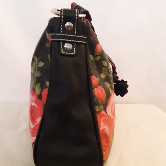 Vintage Isabella Fiore Black Rose Floral Purse Lowest Price - Picture 4 of 9